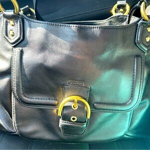 Coach Black Leather Shoulder/laptop Bag